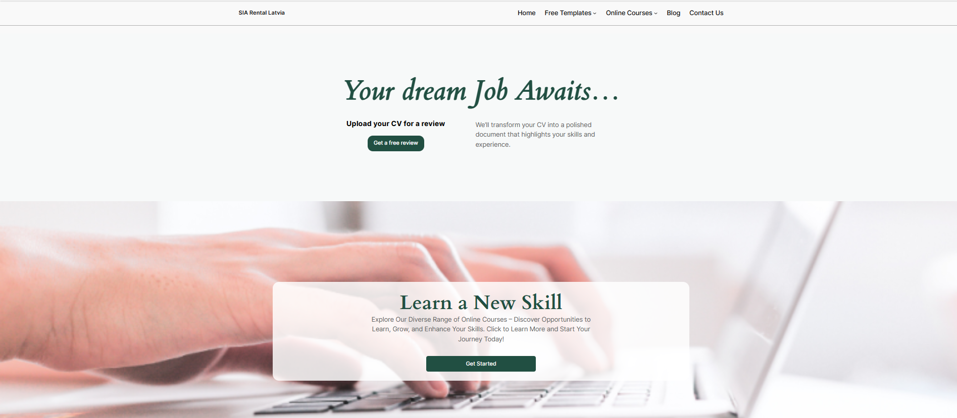 My internship test page